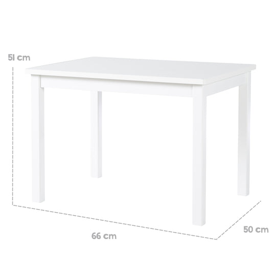 Mesa para niños, mesa blanca para jugar, hacer manualidades y pintar en la habitación infantil, HxBxT: 51 x 66 x 50 cm