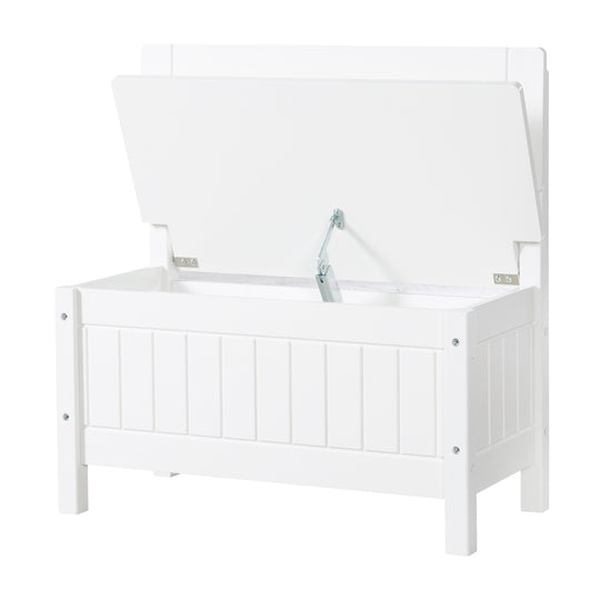 Banco de juguetes, banco para niños, muebles infantiles para sentarse y almacenar juguetes, blanco