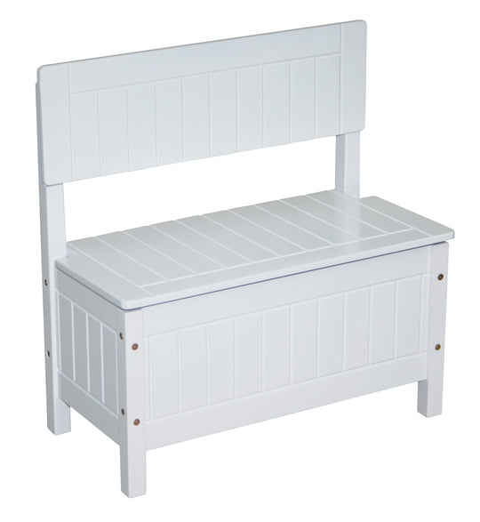 Banco de juguetes, banco para niños, muebles infantiles para sentarse y almacenar juguetes, blanco