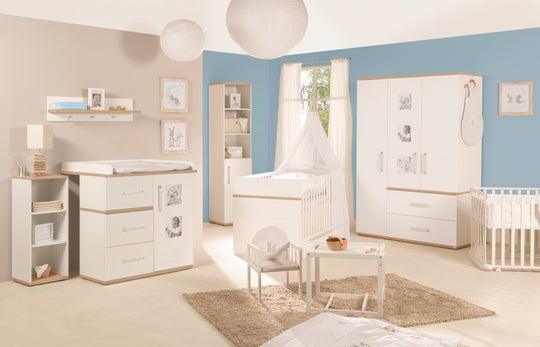 Children's Furniture Set 'Pia', 3-Piece, including Children's Bed 70 x 140 cm, Changing Table & Wardrobe, White