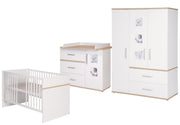 Children's furniture set 'Pia', 3 pieces, incl. Cot 70 x 140 cm, changing table & wardrobe, white