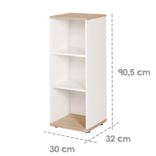 Étagère latérale 'Pia', adaptée sous la commode à langer, blanc/chêne 'San Remo'