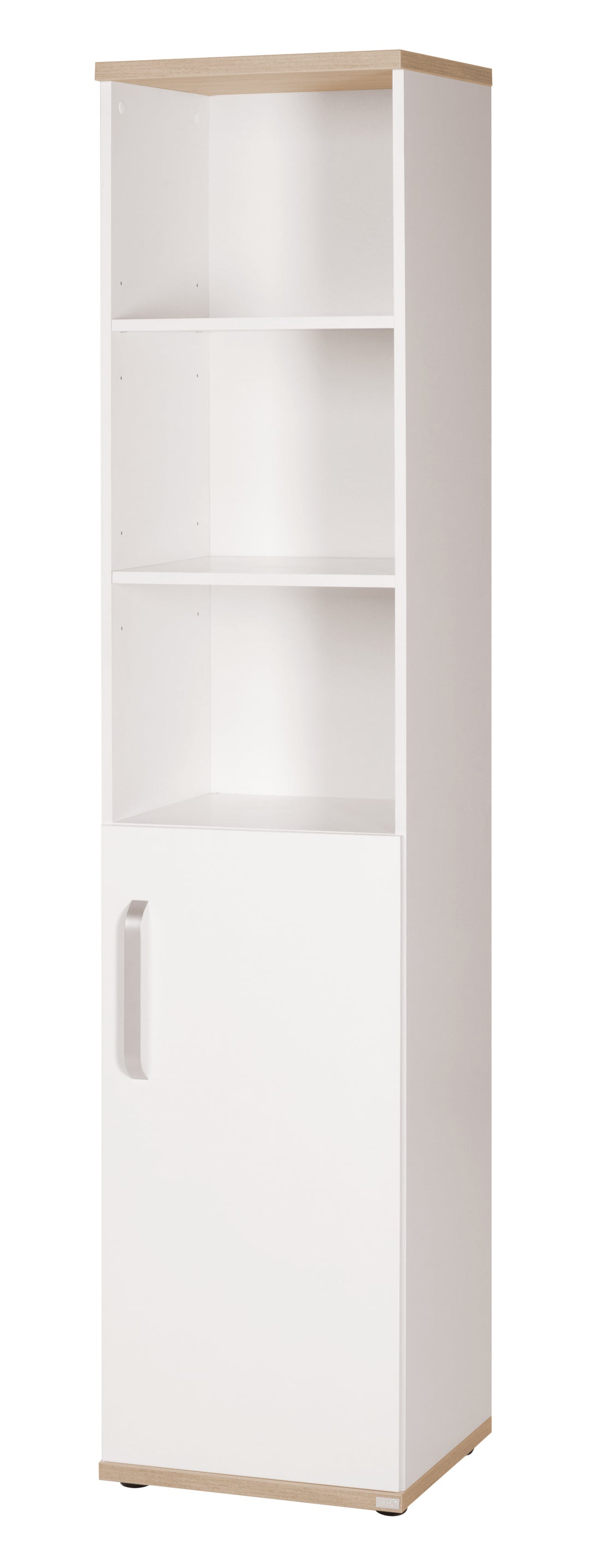 Standregal 'Pia' mit Korpus & Fronten weiß, Dekor 'San Remo Eiche‘, Regal aus Holz