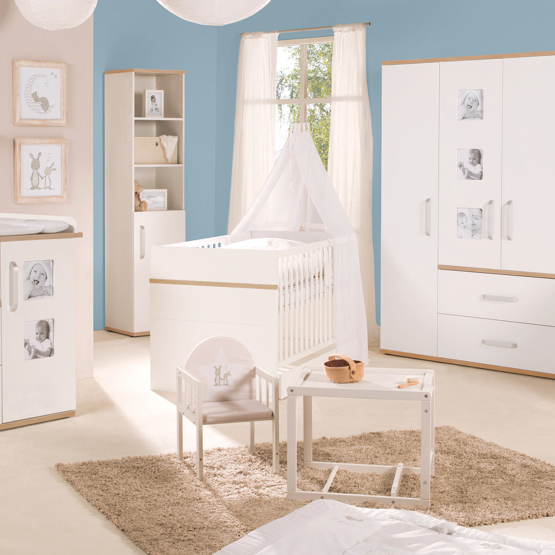 Standregal 'Pia' mit Korpus & Fronten weiß, Dekor 'San Remo Eiche‘, Regal aus Holz