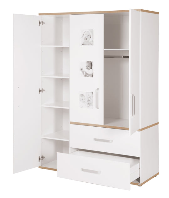 Children's Furniture Set 'Pia', 3-Piece, including Children's Bed 70 x 140 cm, Changing Table & Wardrobe, White