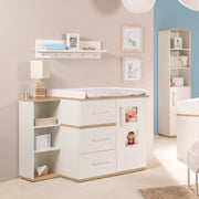 Set di mobili per bambini "Pia", 3 parti, incl. Lettino 70 x 140 cm, fasciatoio e armadio, bianco
