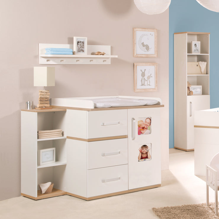 Children's furniture set 'Pia', 3-piece, including cot 70 x 140 cm, changing table & wardrobe, white
