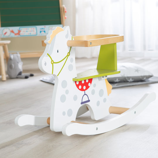 Schaukelpferd 'Kleiner Racker', Schaukeltier aus Holz mit abnehmbarem Schutzring, ab 12 Monate