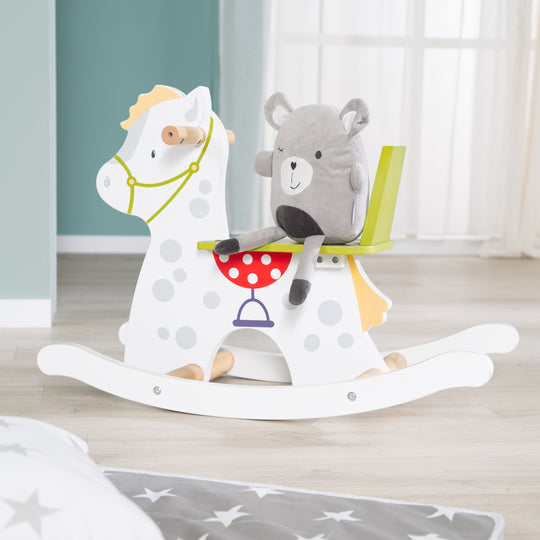 Schaukelpferd 'Kleiner Racker', Schaukeltier aus Holz mit abnehmbarem Schutzring, ab 12 Monate