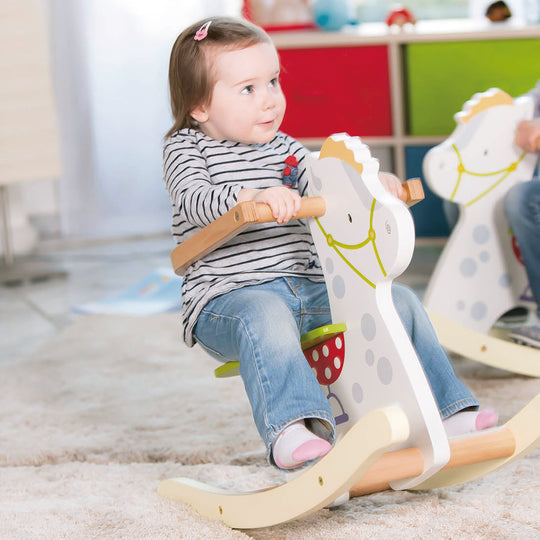 Schaukelpferd 'Kleiner Racker', Schaukeltier aus Holz mit abnehmbarem Schutzring, ab 12 Monate