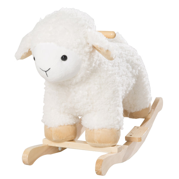 Bouton-image animaux à bascule, Exemple : Mouton à bascule blanc sur patins en bois
