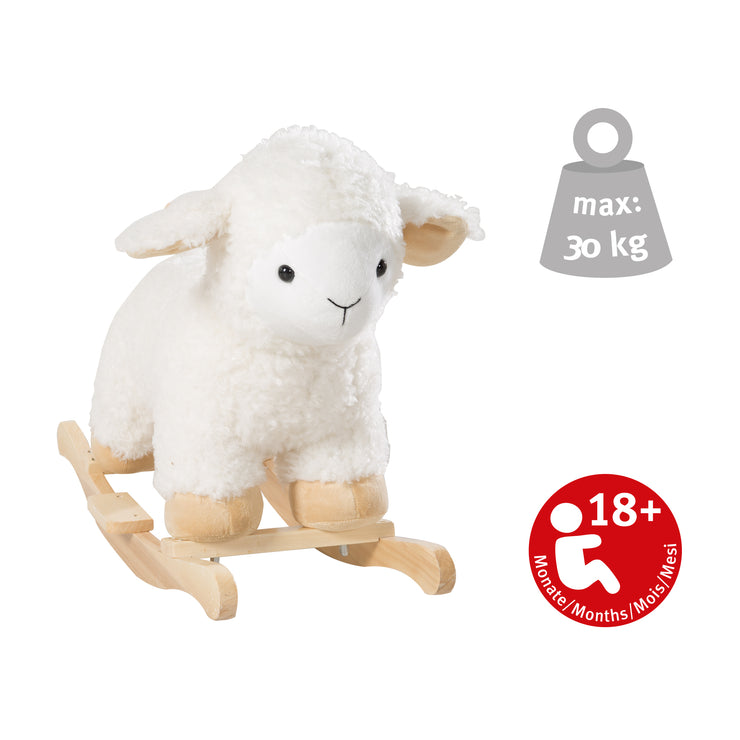 Animal balancín 'oveja' con tapizado de suave tejido, para niños pequeños, a partir de 18 meses