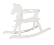 Cheval à bascule en bois massif, blanc laqué, agrandissable, anneau de protection amovible