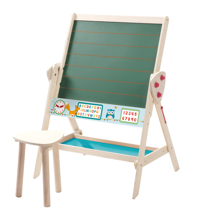 Tablero y juego de asiento para niños, tablero para niños convertible en juego de mesa y silla, tablero de escritura, madera natural