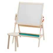 Tablero y juego de asiento para niños, tablero para niños convertible en juego de mesa y silla, tablero de escritura, madera natural
