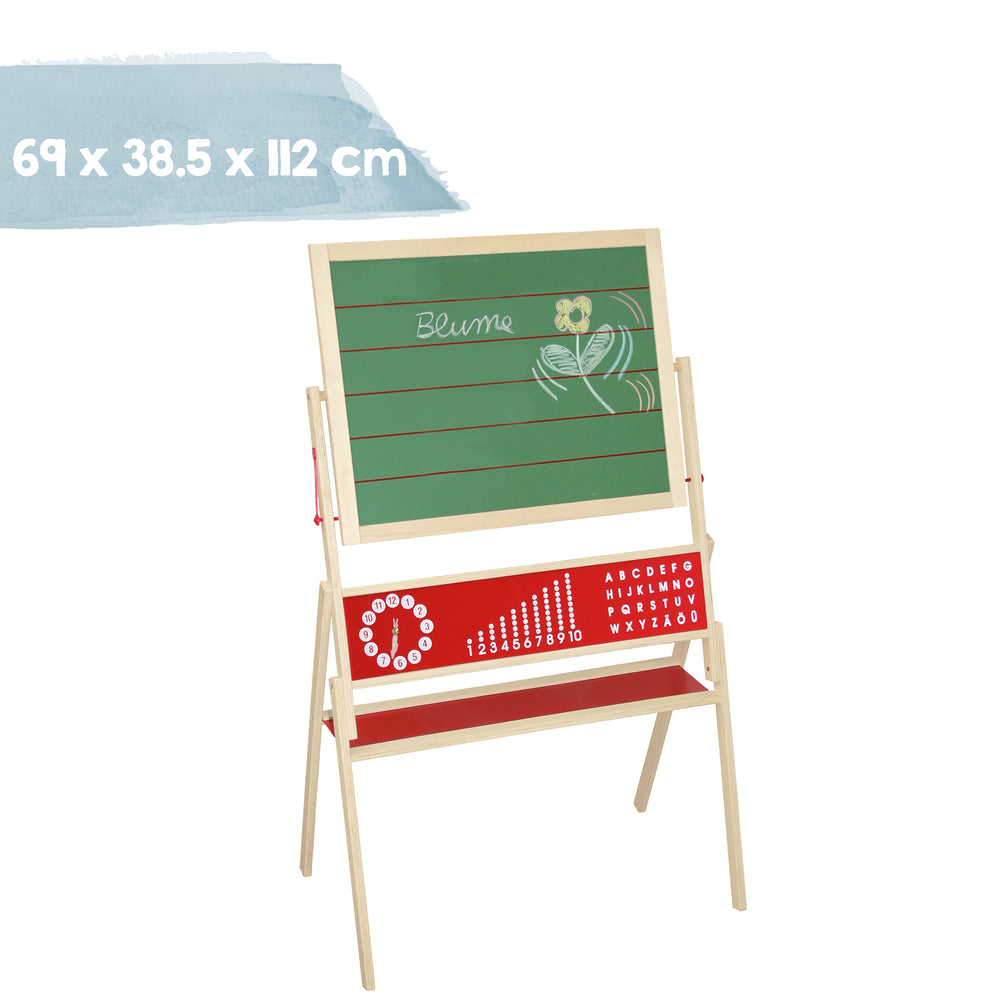 Standtafel drehbar, Schreibtafel liniert, Maltafel magnetisch, Kindertafel Holz, natur