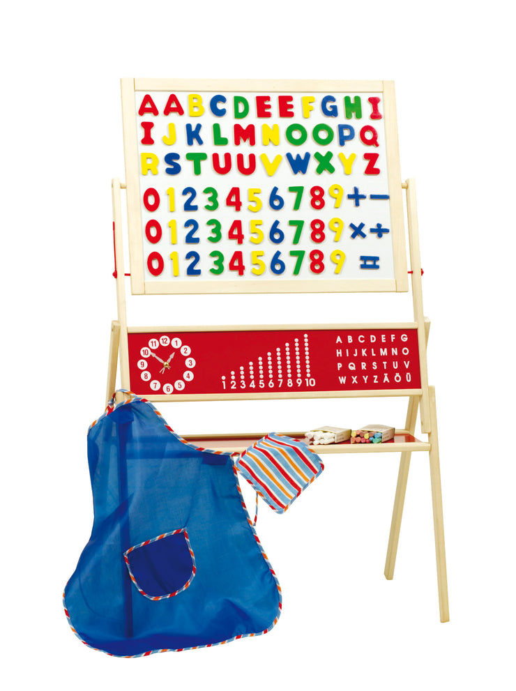 Children's board with accessories, stand table rotatable, writing & painting table magnetic, wood, natural