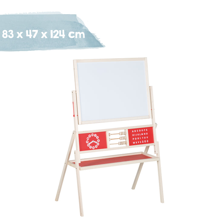 Easel with Accessories - Rotatable with Lined & Magnetic Writing Board - Natural Wood