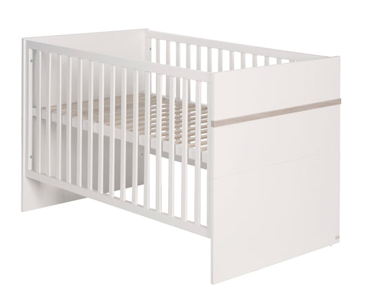 Set de meuble 'Moritz', 2 pièces, lit bébé 70 x 140 cm et table à langer large, blanc/orme lunaire