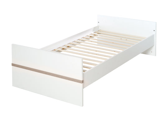 Set lit complet 'Moritz' 70 x 140 cm incl. sommier, côté et structure de lit transformables, blanc/orme lunaire
