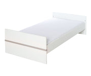 Set lit complet "Moritz" 70 x 140 cm incl. sommier, côté et structure de lit transformables, blanc/orme lunaire