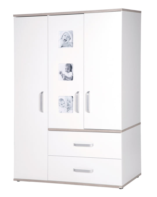 Kindermöbelset 'Moritz', 3-teilig, mit Kinderbett 70 x 140 cm, Wickelkommode & Schrank, weiß