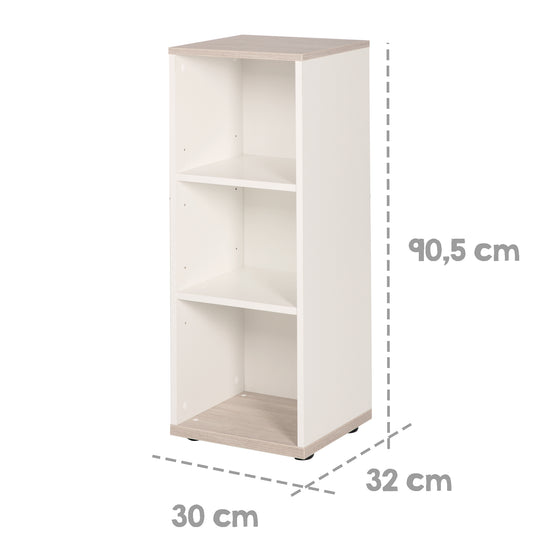 Estante lateral 'Moritz', adecuado para la cómoda de cambio, blanco/Luna Elm
