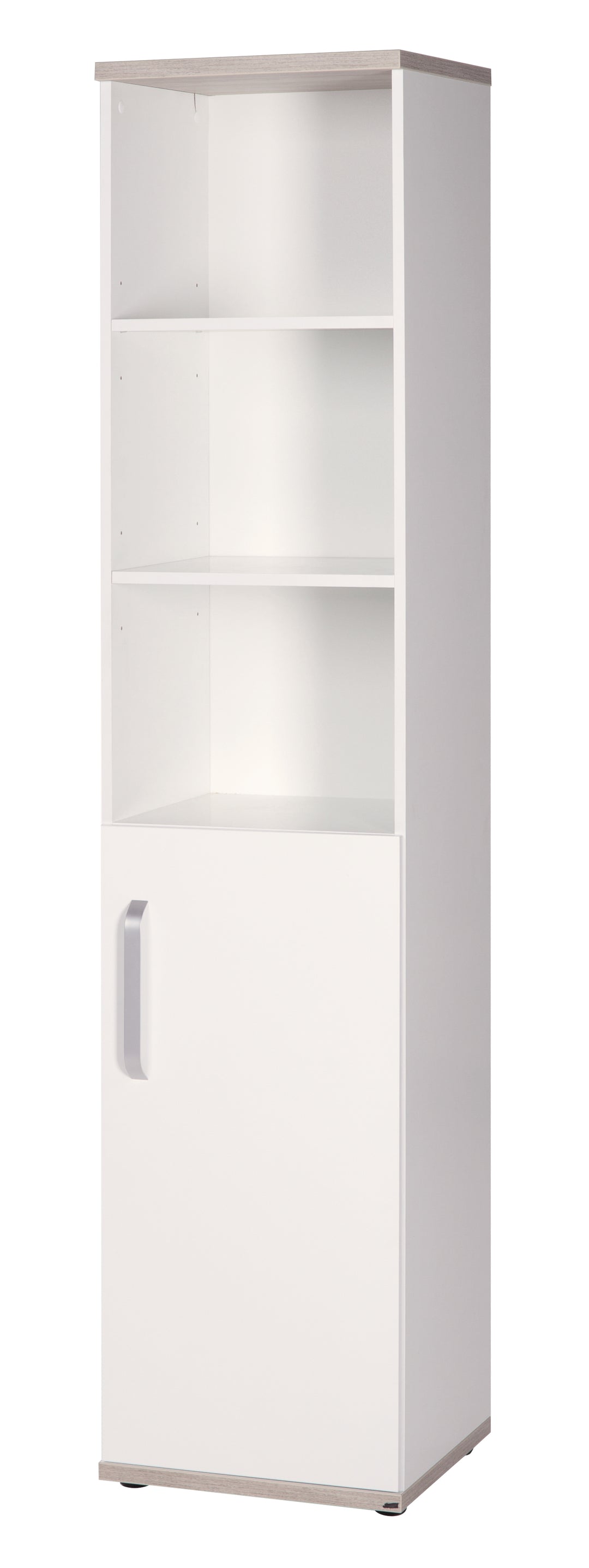 Estante independiente 'Moritz', carcasa y frentes blancos, elementos decorativos 'Luna Elm', para habitación de bebé y niños