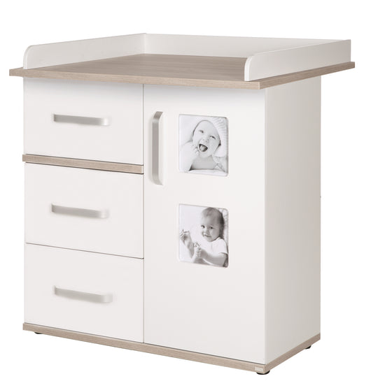 Kindermöbelset 'Moritz', 3-teilig, mit Kinderbett 70 x 140 cm, Wickelkommode & Schrank, weiß