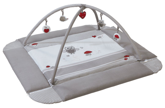 Nid de bébé 'Adam et Eule' 4 en 1, matelas à langer, couverture de jeu, centre d'activité et revêtement pour parc d'enfant