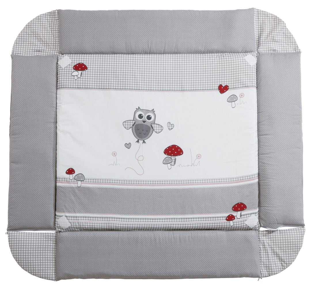 Nid de bébé 'Adam et Eule' 4 en 1, matelas à langer, couverture de jeu, centre d'activité et revêtement pour parc d'enfant