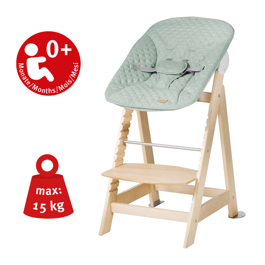 Chaise haute évolutive 'Born Up' Set + Transat 'roba Style' - Dès la naissance - Bois naturel / Vert