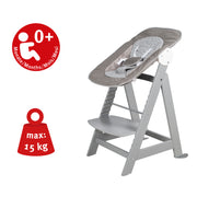 Grow-along high chair 'Born Up', Set 2in1, 'miffy®', baby high chair with reclining function, from birth, taupe
