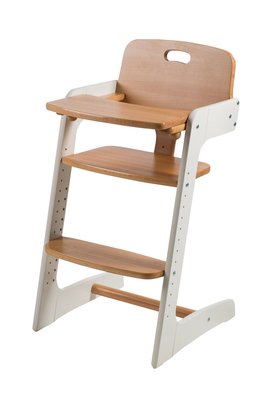 High Chair 'Kid Up', Solid Wood, White/Natural, Growing High Chair for Babies and Children