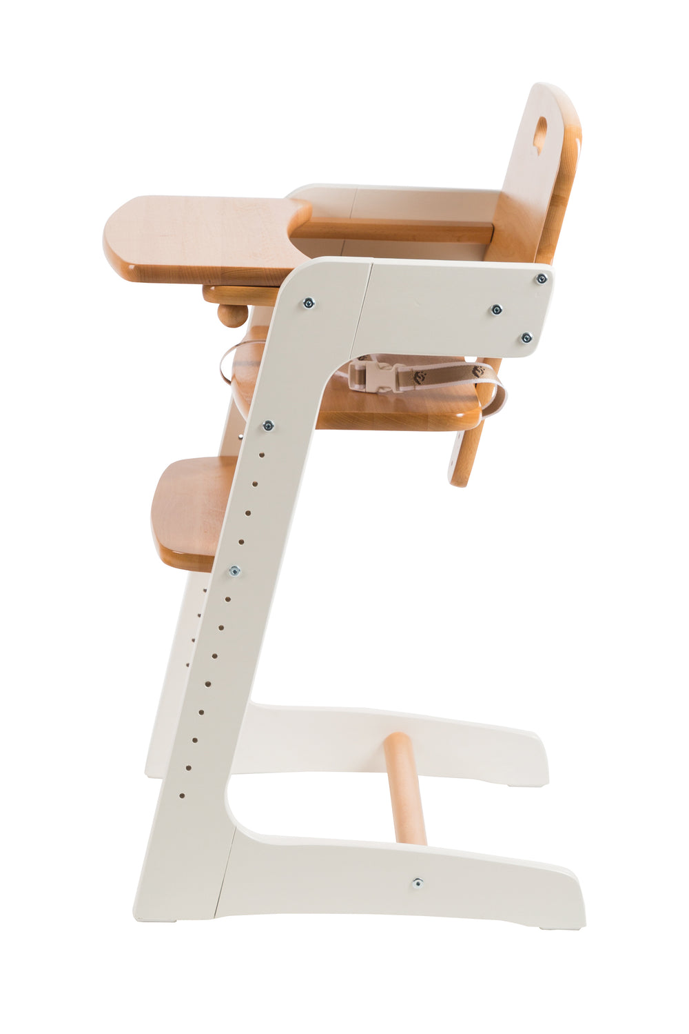 High Chair 'Kid Up', Solid Wood, White/Natural, Growing High Chair for Babies and Children