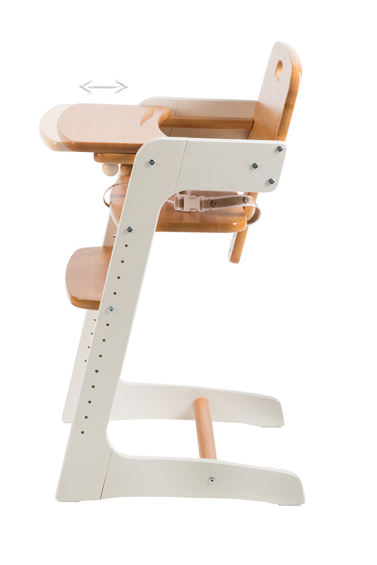 High Chair 'Kid Up', Solid Wood, White/Natural, Growing High Chair for Babies and Children