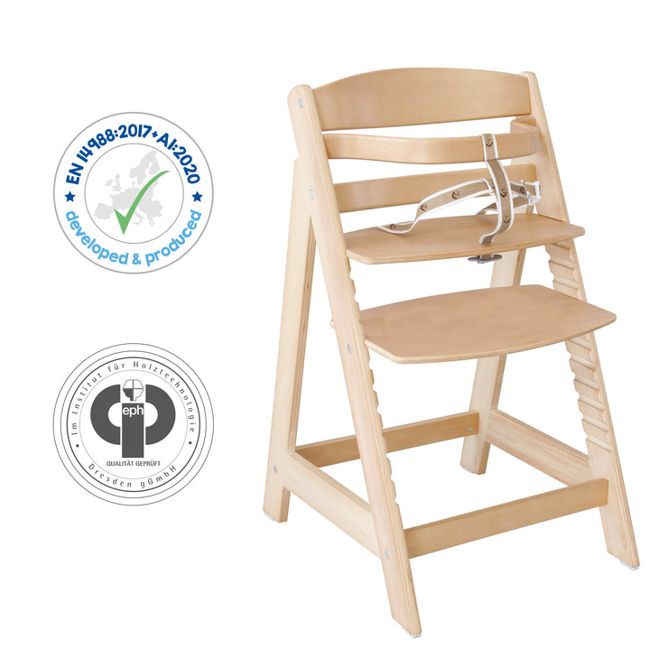 Chaise haute évolutive "Sit Up III", qui grandit avec l'enfant jusqu’à chaise jeune, bois naturel