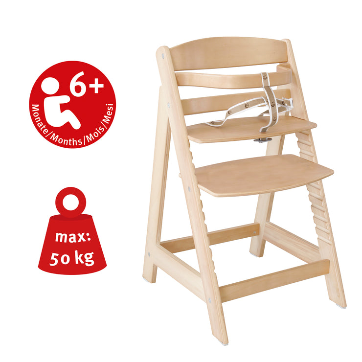Seggiolone "Sit Up III", crescendo con la sedia da bambino a sedia per ragazzi, in legno naturale