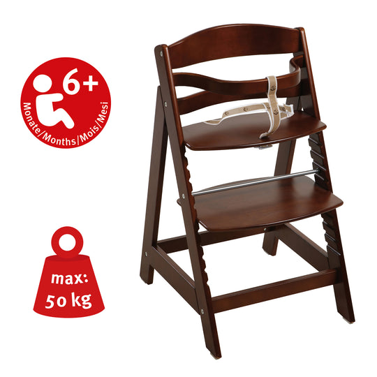 Chaise haute évolutive 'Sit Up III' en bois - Qui grandit avec l'enfant jusqu’à chaise jeune - Marron