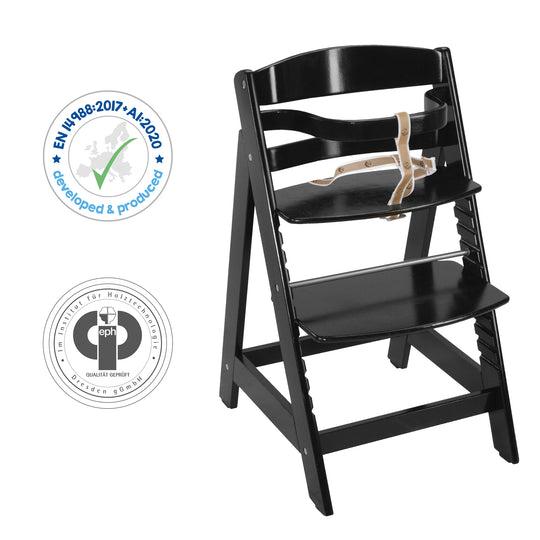 Chaise haute évolutive 'Sit Up III' en bois - Qui grandit avec l'enfant jusqu’à chaise jeune - Noir