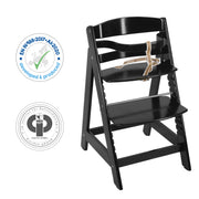 Chaise haute évolutive "Sit Up III", qui grandit avec l'enfant jusqu’à chaise jeune, bois noir laqué
