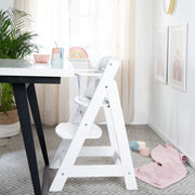 Wooden Evolutionary High Chair 'Sit Up Flex', grows-along with the child, white