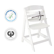 Chaise haute évolutive "Sit Up III", qui grandit avec l'enfant jusqu’à chaise jeune, bois blanc laqué
