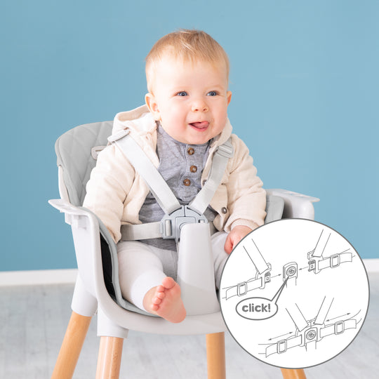 2-in-1 High Chair & Children's Chair 'Style Up Wood' Including Seat Padding in Grey