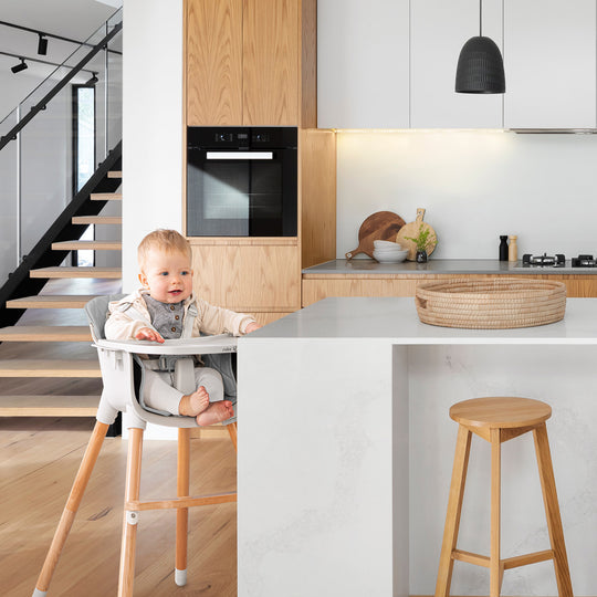 2-in-1 High Chair & Children's Chair 'Style Up Wood' Including Seat Padding in Grey