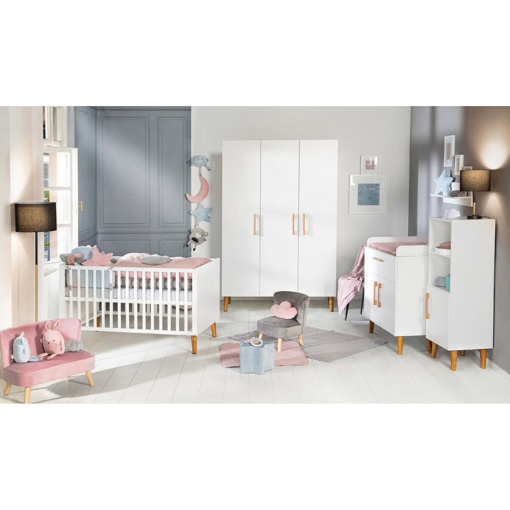 Set de chambre 'Mick', incl. lit bébé 70 x 140 cm et commode à langer, blanc/chêne doré