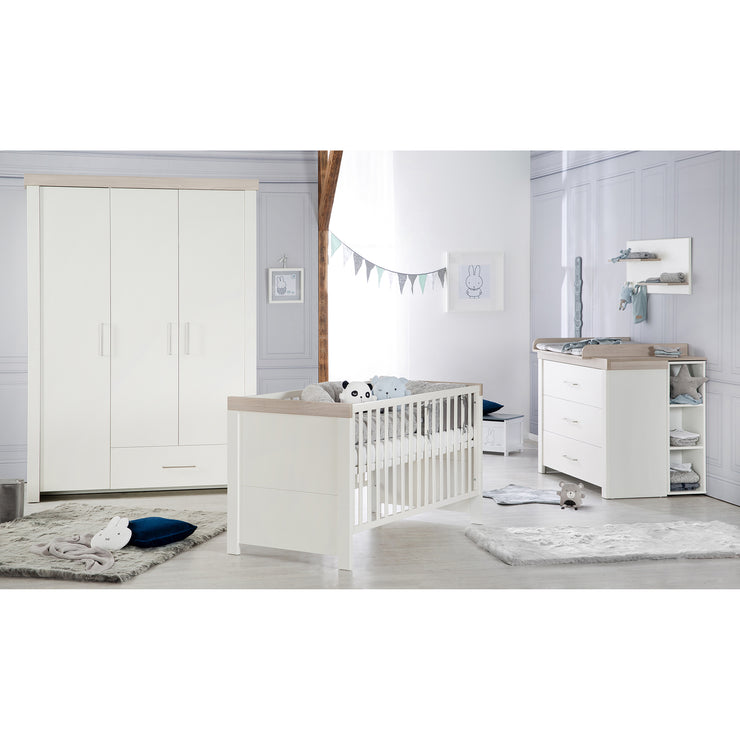 Furniture set 'Lucy', 2-piece, incl. Combination cot 70 x 140 cm & wide changing table