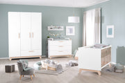 Room Set 'Clara' white, incl. combi cot, changing table dresser & 3-door wardrobe