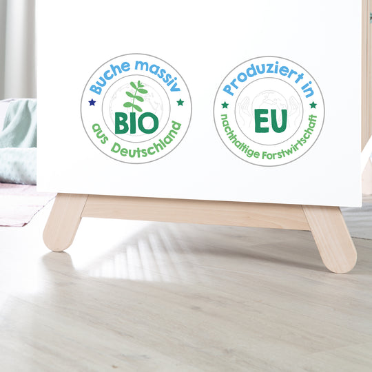 Juego de habitación 'Clara' en blanco, incluye cama combinada, cambiador y armario de 3 puertas