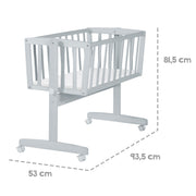 Baby Crib + Mattress 40 x 90 cm - Rocking Function with Locking Button - Grey Wood